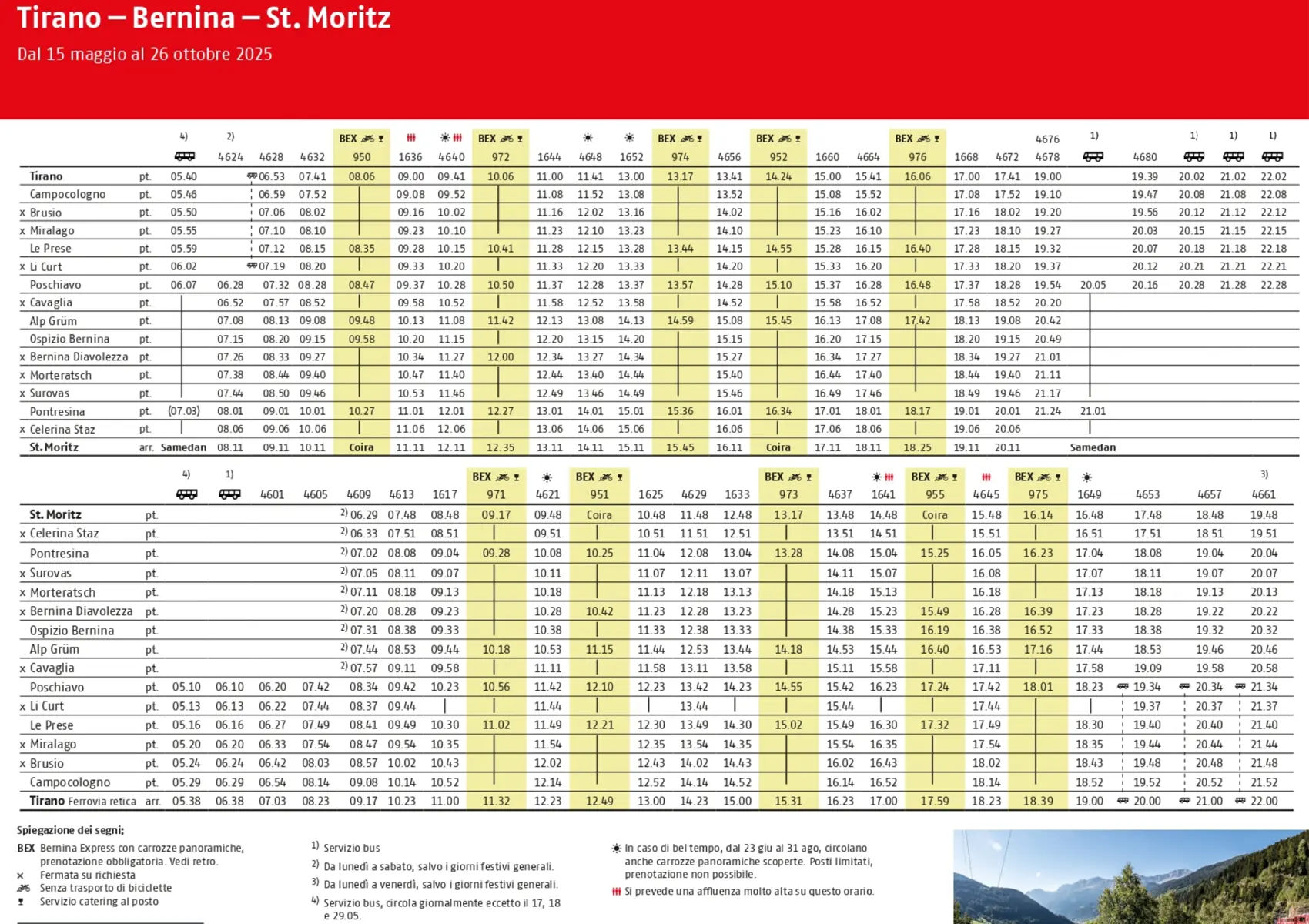 horario tren bernina express y regional